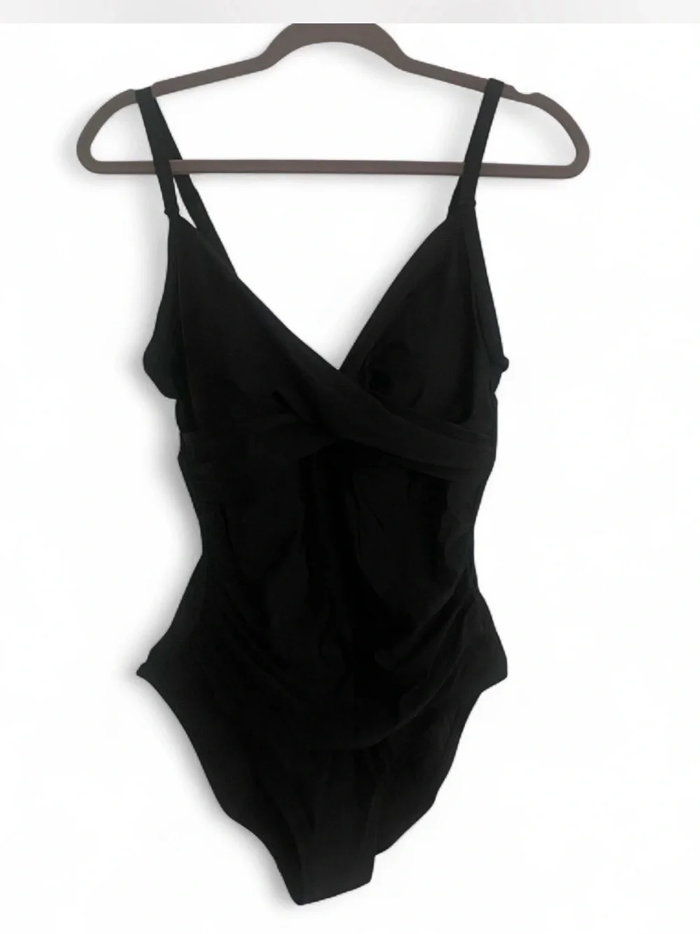NWT DKNY BLACK ONE PIECE SWIMSUIT TUMMY CONTROL ADJUSTABLE STRAPS SIZE LARGE - Picture 3 of 5